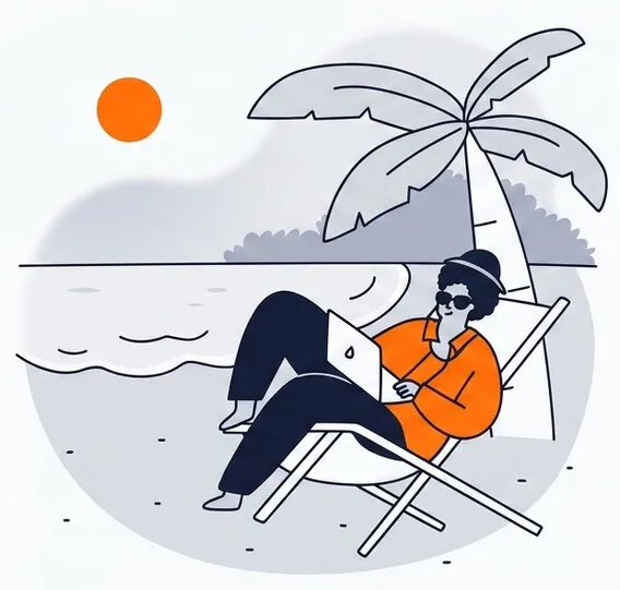 Working leisurely by the sea